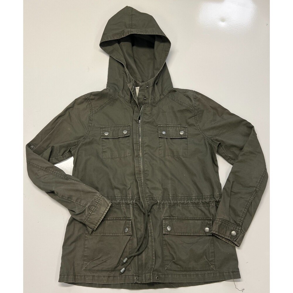 Life in Progress Utility Jacket Womens Small Olive Hooded Field Jacket Cotton